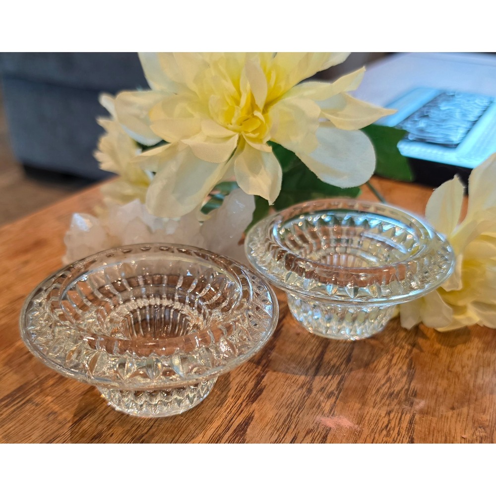 Vintage 1980s Forever Crystal 3-in-1 Candle Holders Pair